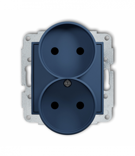 ICON Gniazd podwójne do ramki bez uziemienia 2x2P (przesłony torów prądowych), navy blue Karlik 64IGPR-2p