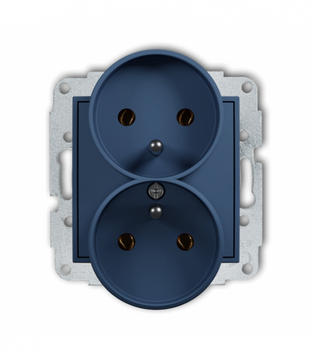 ICON Gniazd podwójne do ramki z uziemieniem 2x(2P+Z) (bez przesłon torów prądowych), navy blue Karlik 64IGPR-2z