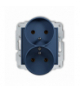 ICON Gniazd podwójne do ramki z uziemieniem 2x(2P+Z) (bez przesłon torów prądowych), navy blue Karlik 64IGPR-2z