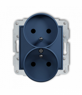 ICON Gniazd podwójne do ramki z uziemieniem 2x(2P+Z) (przesłony torów prądowych), navy blue Karlik 64IGPR-2zp