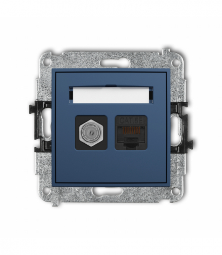 ICON Gniazdo antenowe typu F (SAT) + komputerowe 1xRJ45, kat. 5e, 8-stykowy, navy blue Karlik 64IGFK-1