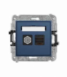 ICON Gniazdo antenowe typu F (SAT) + komputerowe 1xRJ45, kat. 6, 8-stykowy, navy blue Karlik 64IGFK-3