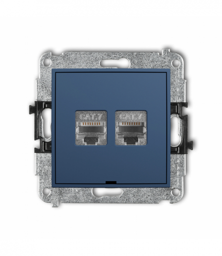 ICON Gniazdo komputerowe podwójne 2xRJ45, kat. 7, ekranowany, 8-stykowy, bez pola opisowego, navy blue Karlik 64IGKBO-10