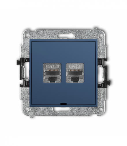 ICON Gniazdo komputerowe podwójne 2xRJ45, kat. 8, ekranowany, 8-stykowy, bez pola opisowego, navy blue Karlik 64IGKBO-12