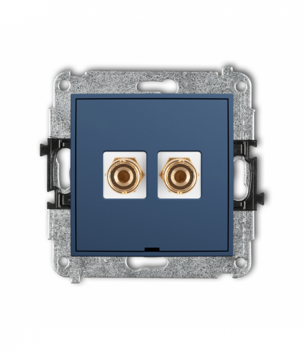 ICON Gniazdo głośnikowe pojedyncze, bez pola opisowego (typu banan - czerwony i czarny, pozłacany, 4 mm2, do lutowania), navy blue Karlik 64IGGBO-3