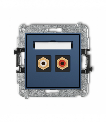 ICON Gniazdo podwójne RCA (typu cinch - biały i czerwony, pozłacany), navy blue Karlik 64IGRCA-2