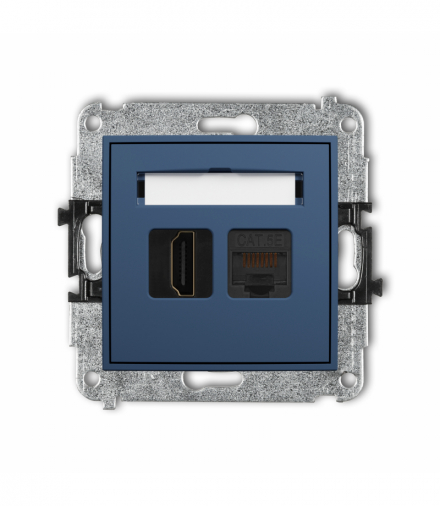 ICON Gniazdo HDMI 2.0, 4K + gniazda komp. poj. 1xRJ45, kat. 5e, 8-stykowy, navy blue Karlik 64IGHK