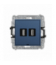 ICON Gniazdo podwójne 2xUSB A-A 2.0, bez pola opisowego, navy blue Karlik 64IGUSBBO-2
