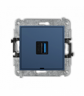 ICON Gniazdo pojedyncze USB A-A 3.0, bez pola opisowego, navy blue Karlik 64IGUSBBO-5