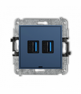 ICON Gniazdo podwójne 2xUSB A-A 3.0, bez pola opisowego, navy blue Karlik 64IGUSBBO-6