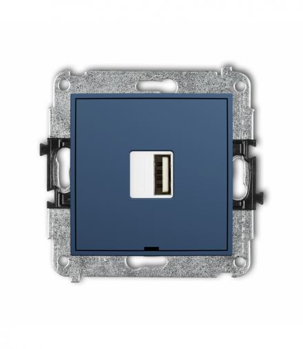 ICON Ładowarka USB A, 10W max., 5V, 2A, bez pola opisowego, navy blue Karlik 64ICUSBBO-3