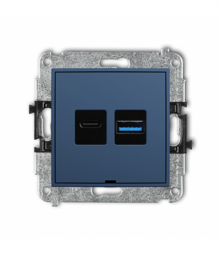 ICON Ładowarka USB podwójna USB C + USB A, 20W max., bez pola opisowego, navy blue Karlik 64ICUSBBO-8