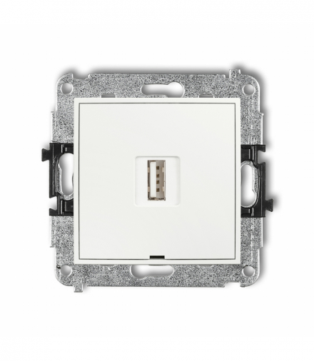 MINI Ładowarka USB A, 5W max., 5V, 1A, bez pola opisowego, biały Karlik MCUSBBO-1