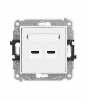 MINI Ładowarka USB podwójna 2xUSB C, 20W max., biały Karlik MCUSB-7