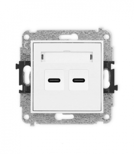 MINI Ładowarka USB podwójna 2xUSB C, 20W max., biały Karlik MCUSB-7