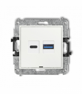 MINI Ładowarka USB podwójna USB C + USB A, 20W max., bez pola opisowego, biały Karlik MCUSBBO-8