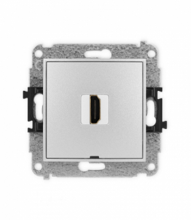 MINI Gniazdo HDMI 2.1, 8K, bez pola opisowego, srebrny metalik Karlik 7MHDMIBO-5
