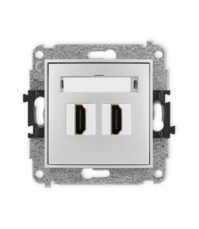 MINI Gniazdo podwójne HDMI 2.1, 8K, srebrny metalik Karlik 7MHDMI-6