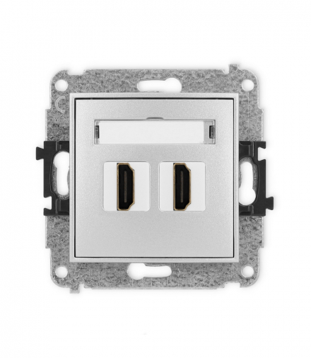 MINI Gniazdo podwójne HDMI 2.1, 8K, srebrny metalik Karlik 7MHDMI-6