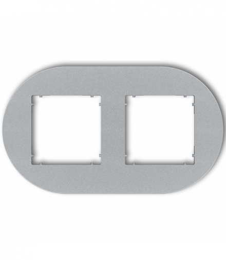 MINI Ramka uniwersalna podwójna okrągła z tworzywa, srebrny metalik Karlik 7MRTO-2