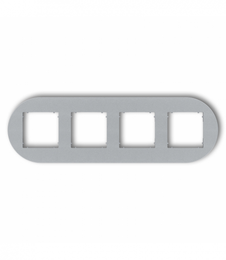 MINI Ramka uniwersalna poczwórna okrągła z tworzywa, srebrny metalik Karlik 7MRTO-4