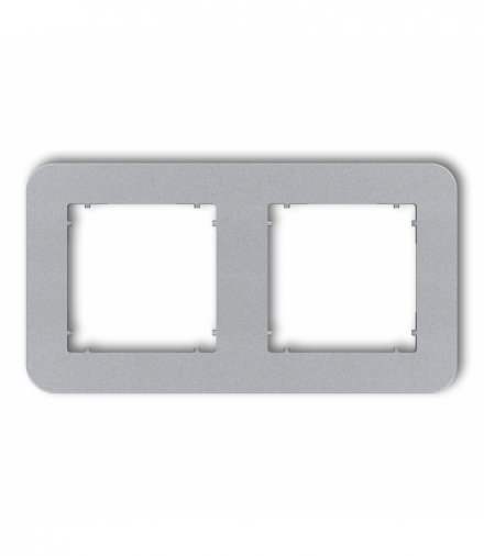 MINI Ramka uniwersalna podwójna zaokrąglona z tworzywa, srebrny metalik Karlik 7MRTZ-2