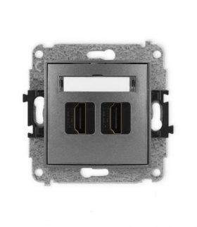 MINI Gniazdo podwójne HDMI 2.1, 8K, grafitowy Karlik 11MHDMI-6