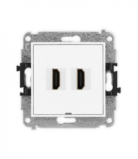MINI Gniazdo podwójne HDMI 2.1, 8K, bez pola opisowego, biały mat Karlik 25MHDMIBO-6