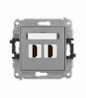 MINI Gniazdo podwójne HDMI 2.1, 8K, szary mat Karlik 27MHDMI-6