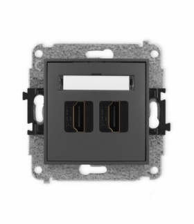MINI Gniazdo podwójne HDMI 2.1, 8K, grafitowy mat Karlik 28MHDMI-6
