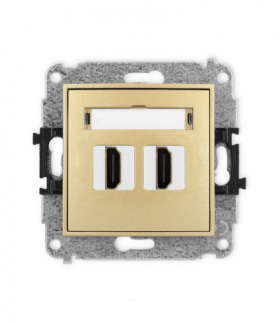 MINI Gniazdo podwójne HDMI 2.1, 8K, złoty Karlik 29MHDMI-6