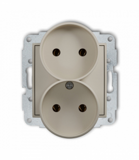 MINI Gniazd podwójne do ramki bez uziemienia 2x2P (bez przesłon torów prądowych), taupe Karlik 60MGPR-2