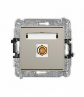 MINI Gniazdo antenowe pojedyncze typu F (SAT) pozłacany, taupe Karlik 60MGF-1.1