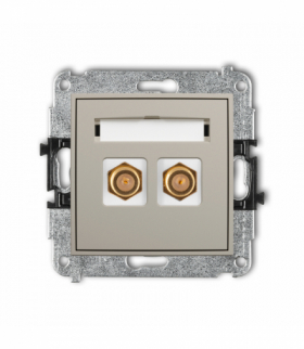 MINI Gniazdo antenowe podwójne typu F (SAT) pozłacany, taupe Karlik 60MGF-2.1