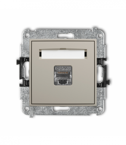 MINI Gniazdo komputerowe pojedyncze 1xRJ45, kat. 5e, ekranowany, 8-stykowy, taupe Karlik 60MGK-1e
