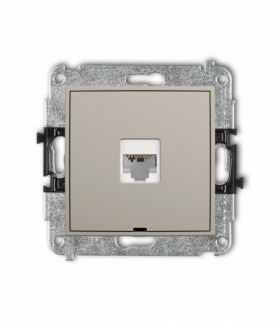 MINI Gniazdo komputerowe pojedyncze 1xRJ45, kat. 6, 8-stykowy, bez pola opisowego, taupe Karlik 60MGKBO-3
