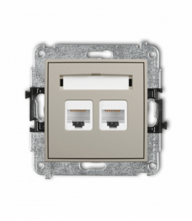 MINI Gniazdo komputerowe podwójne 2xRJ45, kat. 5e, 8-stykowy, taupe Karlik 60MGK-2