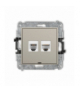 MINI Gniazdo telefoniczne pojedyncze 1xRJ11 + komputerowe 1xRJ45, kat. 5e, 8-stykowy, beznarzędziowe, bez pola opisowego, taupe Karlik 60MGTKBO