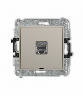 MINI Gniazdo komputerowe pojedyncze 1xRJ45, kat. 6, ekranowany, 8-stykowy, bez pola opisowego, taupe Karlik 60MGKBO-5