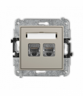 MINI Gniazdo komputerowe podwójne 2xRJ45, kat. 6, ekranowany, 8-stykowy, taupe Karlik 60MGK-6