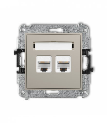 MINI Gniazdo komputerowe podwójne 2xRJ45, kat. 6A, 8-stykowy, taupe Karlik 60MGK-8