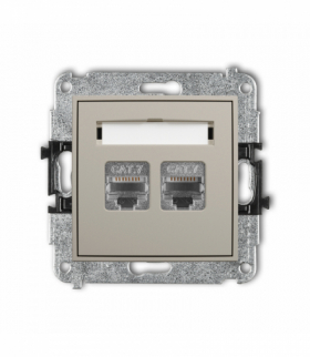 MINI Gniazdo komputerowe podwójne 2xRJ45, kat. 7, ekranowany, 8-stykowy, taupe Karlik 60MGK-10