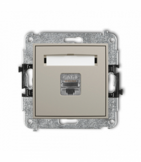 MINI Gniazdo komputerowe pojedyncze 1xRJ45, kat. 8, ekranowany, 8-stykowy, taupe Karlik 60MGK-11