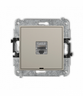MINI Gniazdo komputerowe pojedyncze 1xRJ45, kat. 8, ekranowany, 8-stykowy, bez pola opisowego, taupe Karlik 60MGKBO-11
