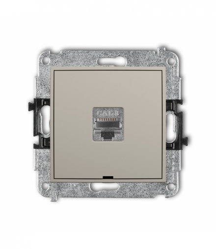 MINI Gniazdo komputerowe pojedyncze 1xRJ45, kat. 8, ekranowany, 8-stykowy, bez pola opisowego, taupe Karlik 60MGKBO-11