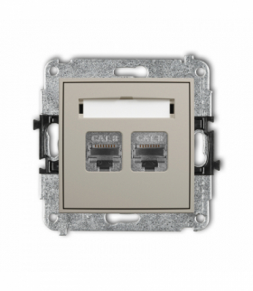 MINI Gniazdo komputerowe podwójne 2xRJ45, kat. 8, ekranowany, 8-stykowy, taupe Karlik 60MGK-12