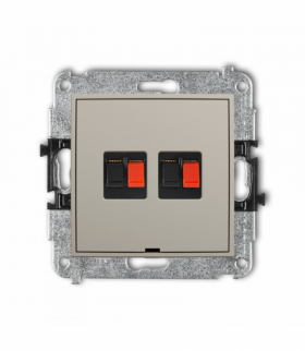 MINI Gniazdo głośnikowe podwójne, bez pola opisowego, taupe Karlik 60MGGBO-2