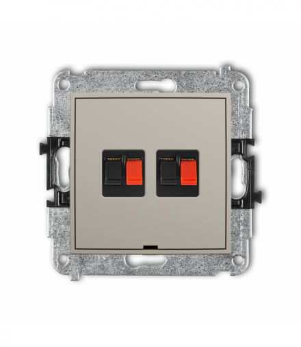 MINI Gniazdo głośnikowe podwójne, bez pola opisowego, taupe Karlik 60MGGBO-2