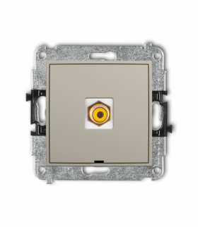 MINI Gniazdo pojedyncze RCA, bez pola opisowego (typu cinch - żółty, pozłacany), taupe Karlik 60MGRCABO-1