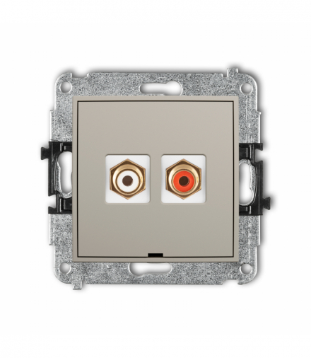 MINI Gniazdo podwójne RCA, bez pola opisowego (typu cinch - biały i czerwony, pozłacany), taupe Karlik 60MGRCABO-2